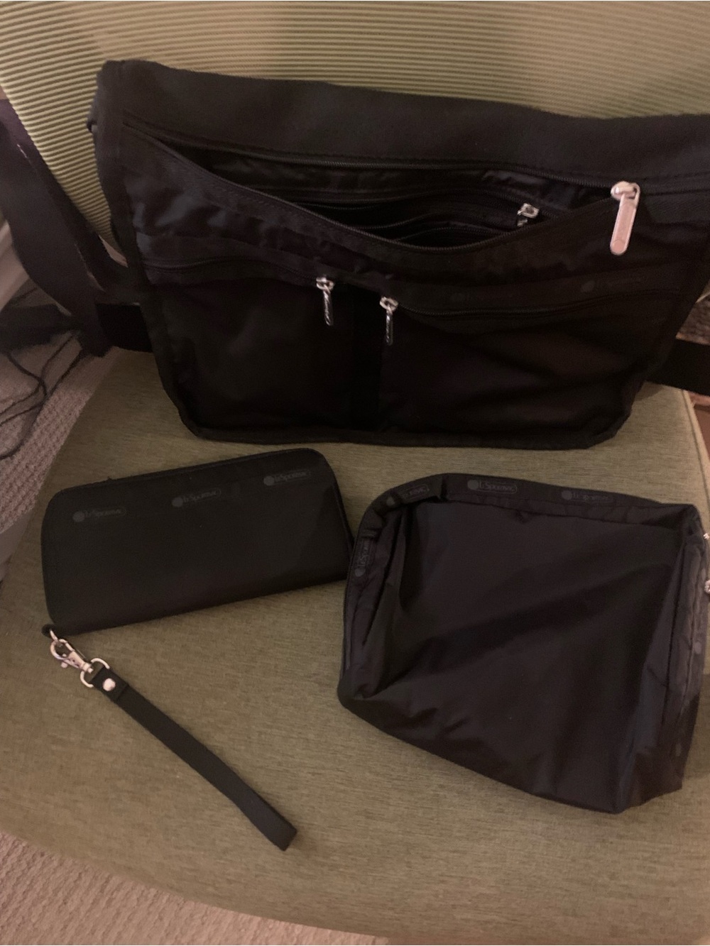 Le Sport Sac Black Crossbody Bag with Accessories